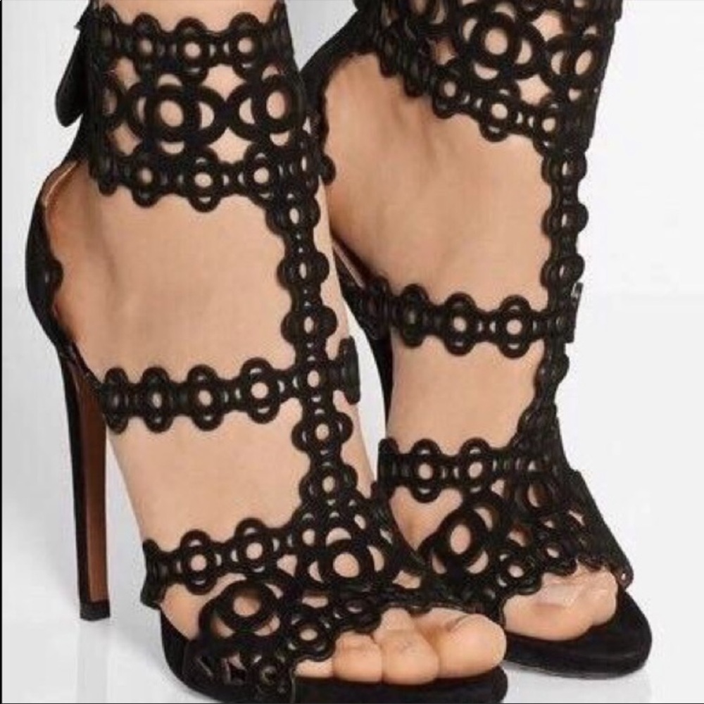 Lace Cut Black Heels